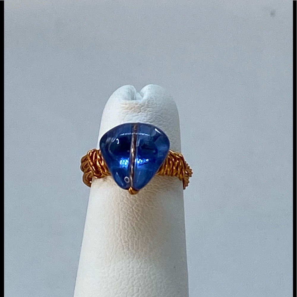 Handmade Children’s Glass Bead Rings Copper Wire